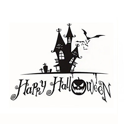 

Happy Halloween House Kids Room Bedroom Decoration Bat Ghost Ghost Castle Cartoon Pattern Carved Stickers PVC Wall Sticker