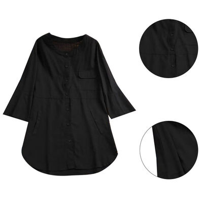

Plus Size Tunic Tops Womens Blouse Button Down Shirts Fashion Long Sleeve Cardigans Patchwork Casual Blusas Top