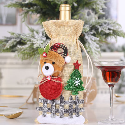 

Drawings Rope Linen Cloth Christmas Gift Wrapper Party Reusable Wine Bottle Cover Festival Cover