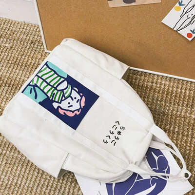 

Great Capacity Canvas Back Bags New Fashion Harajuku Women Backpacks Cute Cartoon Print Girls School Bag Durable Travel Bag