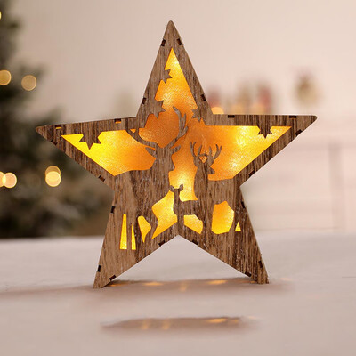 

Toponeto LED Light Wood House Cute Christmas Tree Ornaments Window Holiday Decoration