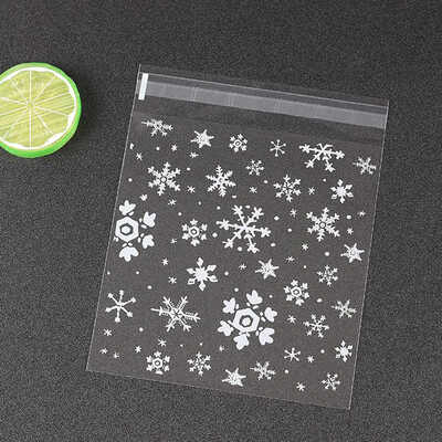 

Self Adhesive Seal Bag Cute Snowflake Snowman Santa Xmas Christmas Gifts Biscuit Holders Bake Biscuit Cookies Candy Packaging Bags