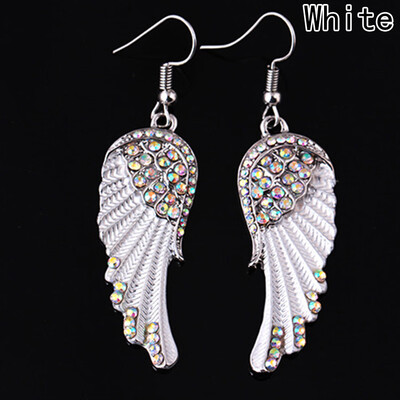 

Crystal Wings Earrings Necklace Angel Wings Cross Pendant Necklace Wings Dangle Ear Studs