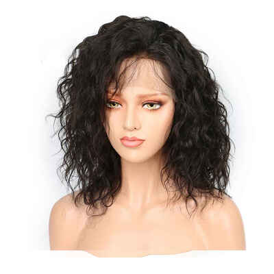 

Women High Density Glueless Short Curly Wig Black Shoulder Length Wavy Hairpiece Daily Fake Hair