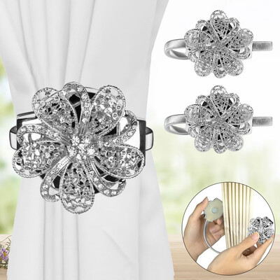 

1 Pair of Magnetic Crystal Curtain Tiebacks Tie Backs Buckle Clips Holdbacks Home Decoration