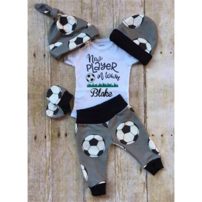 

Infant Newborn Outfit Baby Boy Tops Rompers Leggings Beanie Clothes Pants Set