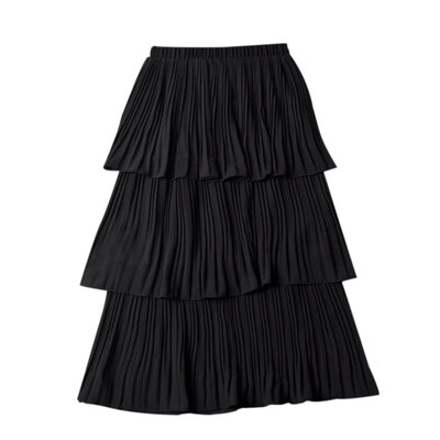 

Summer Sweet Thin Fairy Cake Skirt Women Solid Pleated Long Skirt Ladies High Waist Elegant Skirts