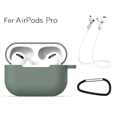 

For AirPods Pro Earphones Protective Case Solid Silicone Protection Cover Headphone Protector With Rope Carabiner