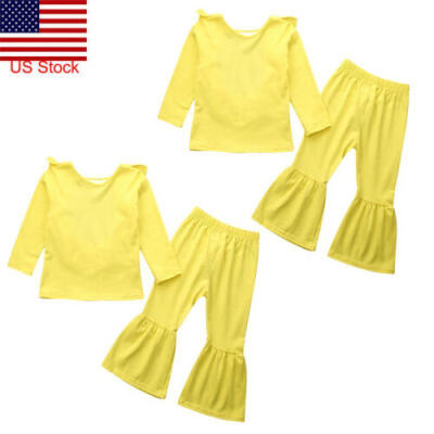 

2pc Toddler Kids Baby Girls Outfits Cotton tops Flared pants Clothes Sets New