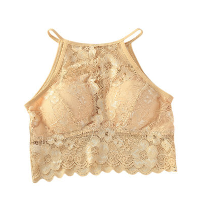 

Sexy Women Lingerie Vest Wire Free Lace Beauty Back Comfortable Hollow Out Underwear Female Sleep Halter Vest