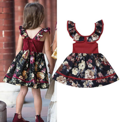 

Baby Kid Girl Tutu Floral Doll Collar Dress Party Wedding Pageant Princess Dress
