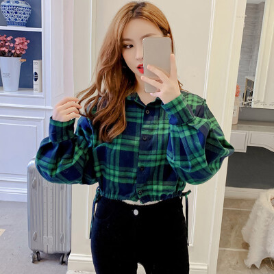 

Womens Shirts 2019 Autumn&Winter Female Shirt Plaid Shirt Women Slim Long Sleeve Cotton Blouse Top Female Outerwear