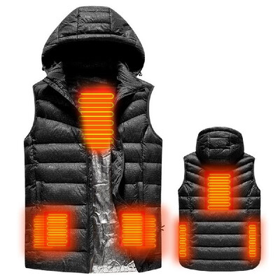

USB Heated Warm Security Intelligent Autumn&Winter Vest with Hat Men Motorcycle Outdoor Ski Jacket Blue