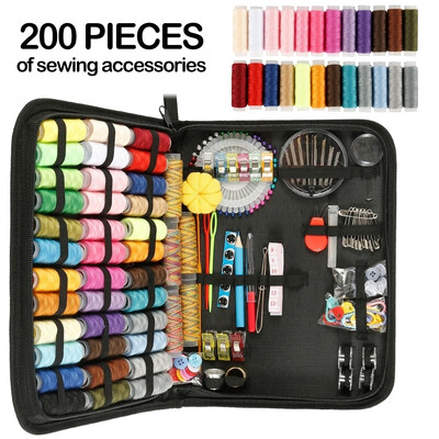 

Willstar 9098183200Mini Portable Sewing Box Kit Case Needle Thread Threader Tape Scissor Set