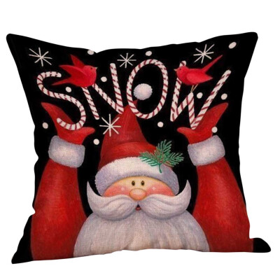 

New Christmas Decoration Flax Pillowcase Santa Claus Pattern Print Pillow Sofa Car Bed Sofa Pillow Case