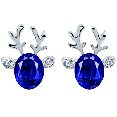 

Design Earrings Crystal Gemstone Antler Earrings Luxury Three-Dimensional Christmas Reindeer Stud Earrings Christmas Gift