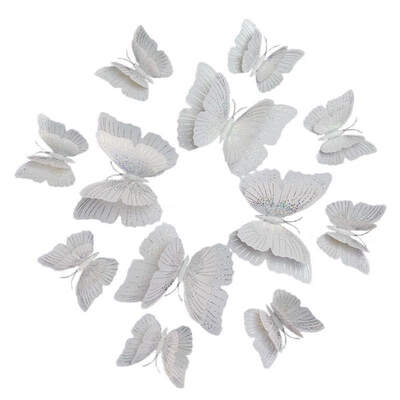 

12Pcs double-layer 3D Butterfly Wall Sticker for wedding decoration room Butterflies wall decor Fridge Magnet stickers