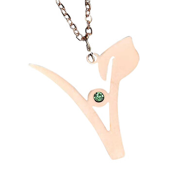 

Vegetarian Symbol Necklace Stainless Steel Green Stone Vegan Pendant Necklace For Vegetarian Jewelry