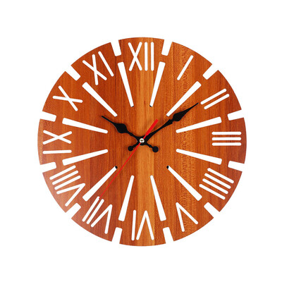 

Gobestart 3D Round Hollow Wooden Wall Clock Decorative Clock Numerals Quartz Clock