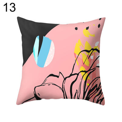 

Flower Color Block Twig Pillow Case Cushion Cover Sofa Bed Car Cafe Office Decor