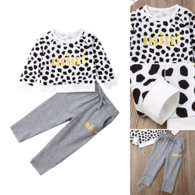 

2PCS Toddler Kids Girls Clothes Sweatshirt Tops Pants Tracksuit Outfits Set US