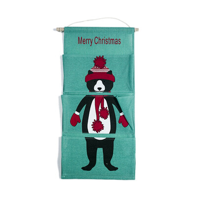 

New Christmas Decoration Multi-Storey Storage Bags Santa Claus Elk Snowman Bear Cartoon Print Hanging Bags Christmas Home Decor