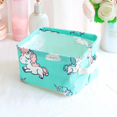 

Cute cartoon unicorn waterproof storage box canvas desktop storage box