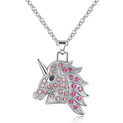 

1Pcs Fashion Rainbow Unicorn Enamel Charm Zircon Pendant Necklace Magical Birthday Gift Jewelry