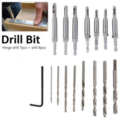 

15pcs Self-centering Hinge Hardware Drill Set Adjustable Door&Window Drill for Hinge Handle Drawer Slider Woodworking