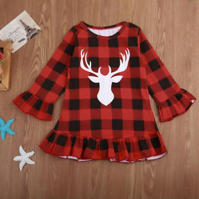 

Toddler Baby Girl Christmas RomperDress Bodysuit Plaid Outfit Clothes Xmas
