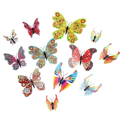 

12Pcs Wall Stickers PVC Butterfly Shape Wall Decal Sticker Home Living Room Nursery Refrigerator Stickers DIY Art Decoration Outdo