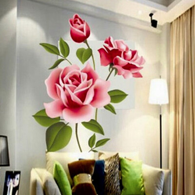 

Rose Flower Wall Stickers Romantic Love Kitchen Wall Art Decals Home Decor Removable Vinyl
