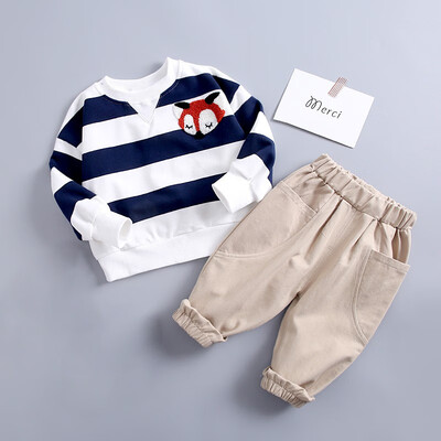 

Baby Clothes Autumn Baby Boys Girls Striped Animal Print Long Sleeve Sweatshirt BlouseTrousers Casual Outfits