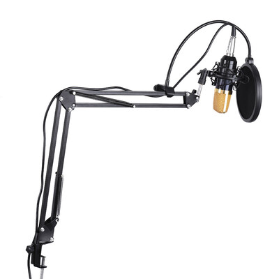 

Professional Broadcasting Studio Recording Condenser Microphone Mic Kit with Shock Mount Adjustable Suspension Scissor Arm Stand M