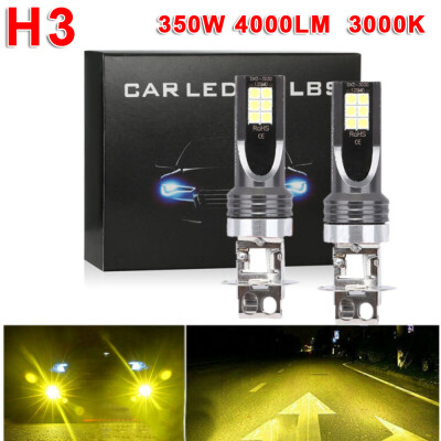 

2pcs H3 LED Fog Light Conversion Bulb Kit 350W 4000LM Bright 3000K Yellow HID