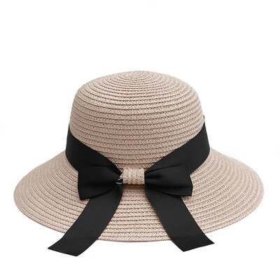 

Bow fishermans straw hat womens summer Korean version of the fashion travel beach sunshade hat outdoor sunscreen hat