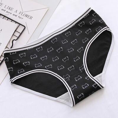 

WJ 2019 New Casual Lady Women Soft Multicolored Cotton Cartoon Cat Panties Underwear Knickers Cotton Briefs Underwear F6