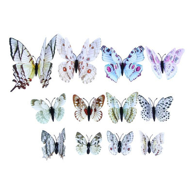 

12Pcs Wall Stickers Double Layer PVC Butterfly Shape Wall Decal Sticker Home Living Room Nursery Outdoor Fences Garden Lawn Backya