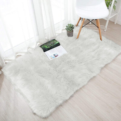 

Toponeto Wool Imitation Sheepskin Rugs Faux Non Slip Bedroom Shaggy Carpet Mats