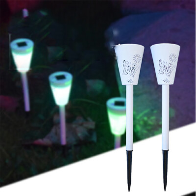 

〖Follure〗Butterfly Hollow out Solar LED Fence Lamp Garden Yard Lawn Path Light RGBWhite