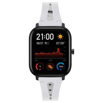 

ECSEM Bands Compatible with Amazfit GTS Smartwatch Slim Vintage Leather Band Replacement Strap Women Man Wristband Accessories