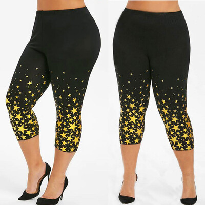 

Gobestart Fashion Womens High Waist Elastic Plus Size Printing Tight Pants Shorts Leggings
