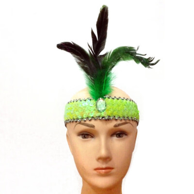 

Cheap High Quality 3 Feather Headband Flapper Sequin Fancy Dress Costume Hair Band Headpiece
