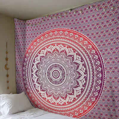 

India Mandala Tapestry Wall Hanging Macrame Wall Cloth Tapestries Psychedelic Night Sky Moon Tapestry Wall Carpet