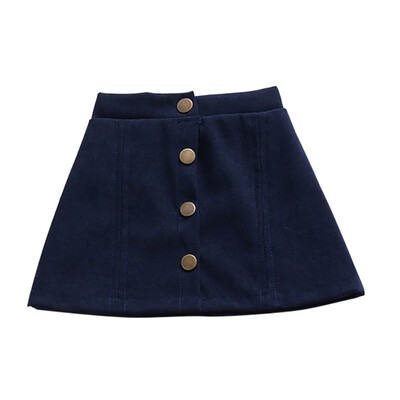 

Summer Baby Girl Solid Short Skirt Wild High Waist Single-breasted Skirt A Word Skirt Button Skirt