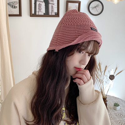 

Fallwinter Hat Ladys New Bucket Hat Japanese Simple Joker Wool Hat Student Street Knitted Turtleneck Hat Male