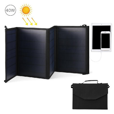 

40W Portable Solar Charger Water Repellent Sun Power Charger 5V2A USB Port&DC18V Port Portable Solar Panel for Cell Phone T