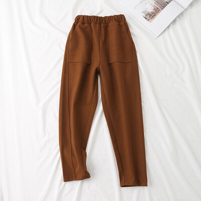 

Women Autumn Woolen Pants Solid High Waist Pencil Pants Ankle Length Trousers Black Suit Pants Pockets Trousers 2019 Hot