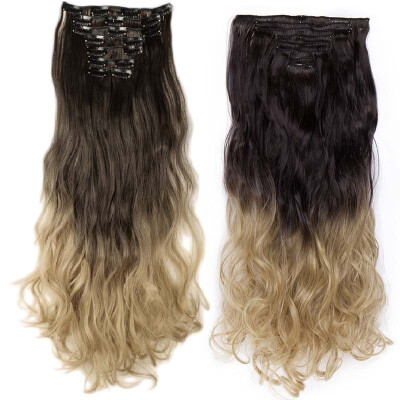 

Full Head Clip Synthetic in Hair Extensions 8 Piece 18 Clips Hairpiece Long Wave Curly Straight for Women