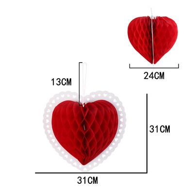 

Heart Shaped Honeycomb Ball Wedding Valentines Day Paper Ball Hanging Decoration Wedding Decoration Mariage Decoracao Decor